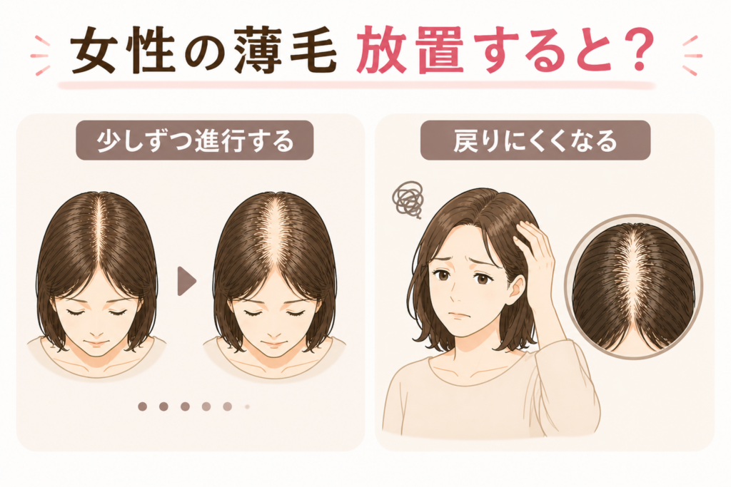女性の薄毛 放置するとどうなる