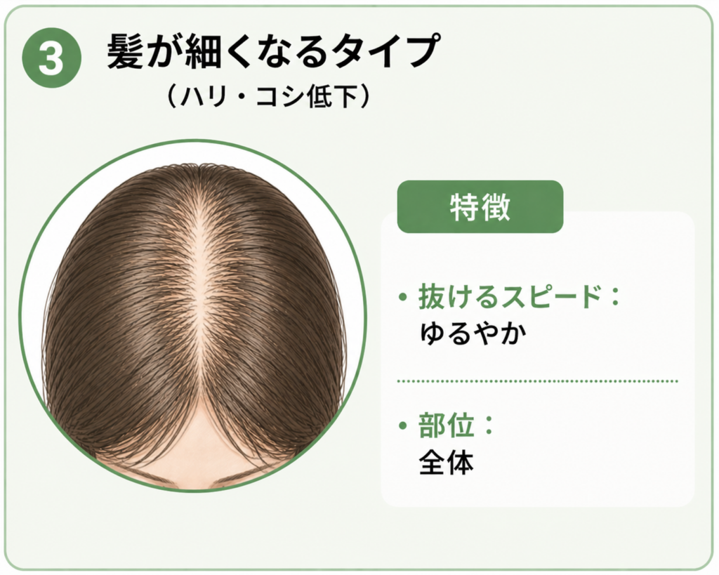 女性の薄毛 髪が細くなるタイプ