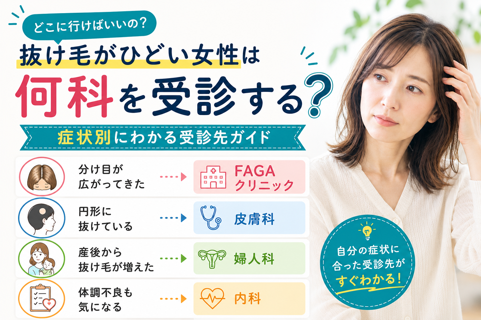 抜け毛がひどい 女性 何科